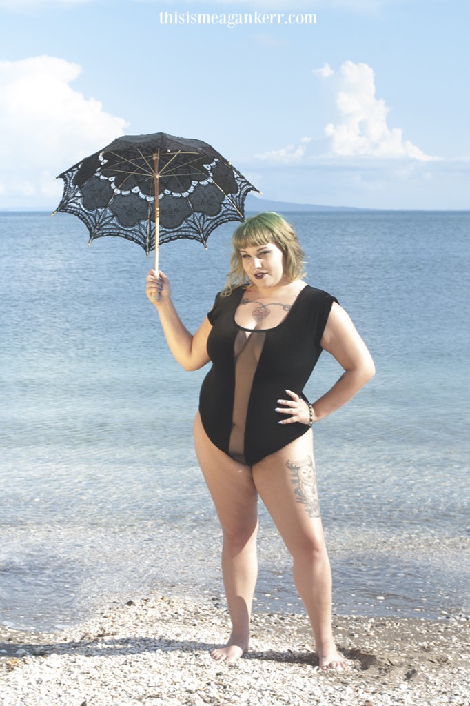 Cassie Ace wears Mesh Velvet Bodysuit by Chubby Cartwheels