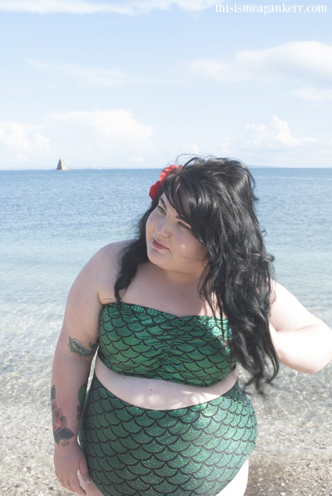 Amber McCoy wears Mermaid bandeau and bikini bottoms by Chubby Cartwheels