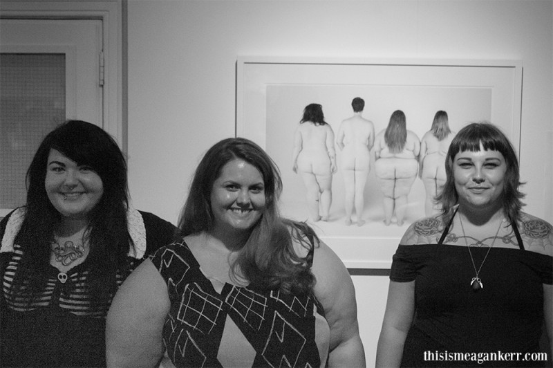 Amber McCoy, Meagan Kerr and Cassie Ace with Fat Bottomed Girls at the opening of Unitec's Grad Show 2013