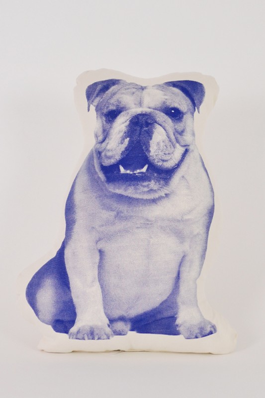 Mini English Bulldog Cushion in Cobalt $89