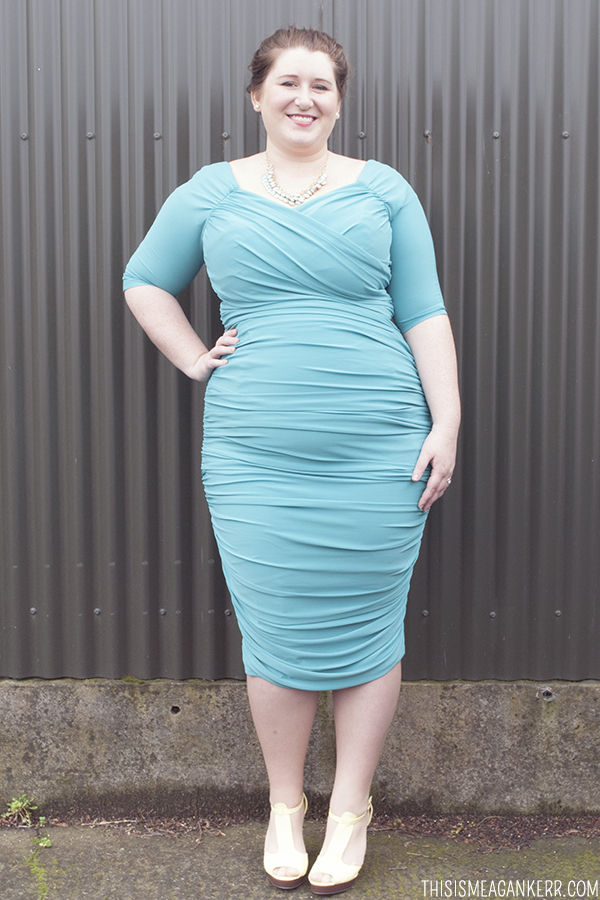 Rachel GeeBee wears Pinup Girl Clothing Monica Dress for Fat Girls Shouldn't Wear Stripes by Meagan Kerr