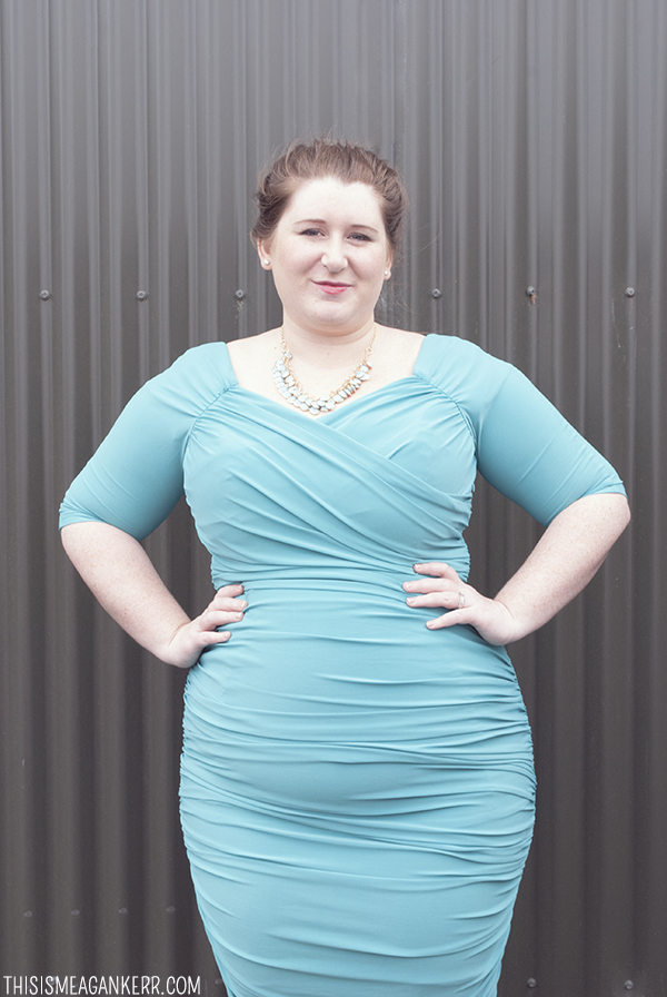 Rachel GeeBee wears Pinup Girl Clothing Monica Dress for Fat Girls Shouldn't Wear Stripes by Meagan Kerr