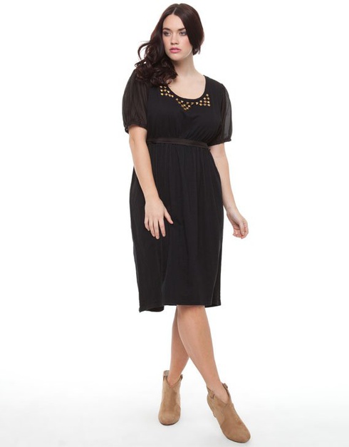 The Iconic 17 Sundays Elastic Waist Dress With Studs Hi Lo Hemline