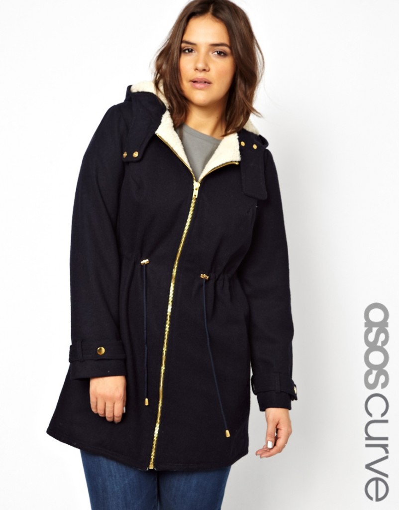 ASOS CURVE Wool Parka With Borg Lining