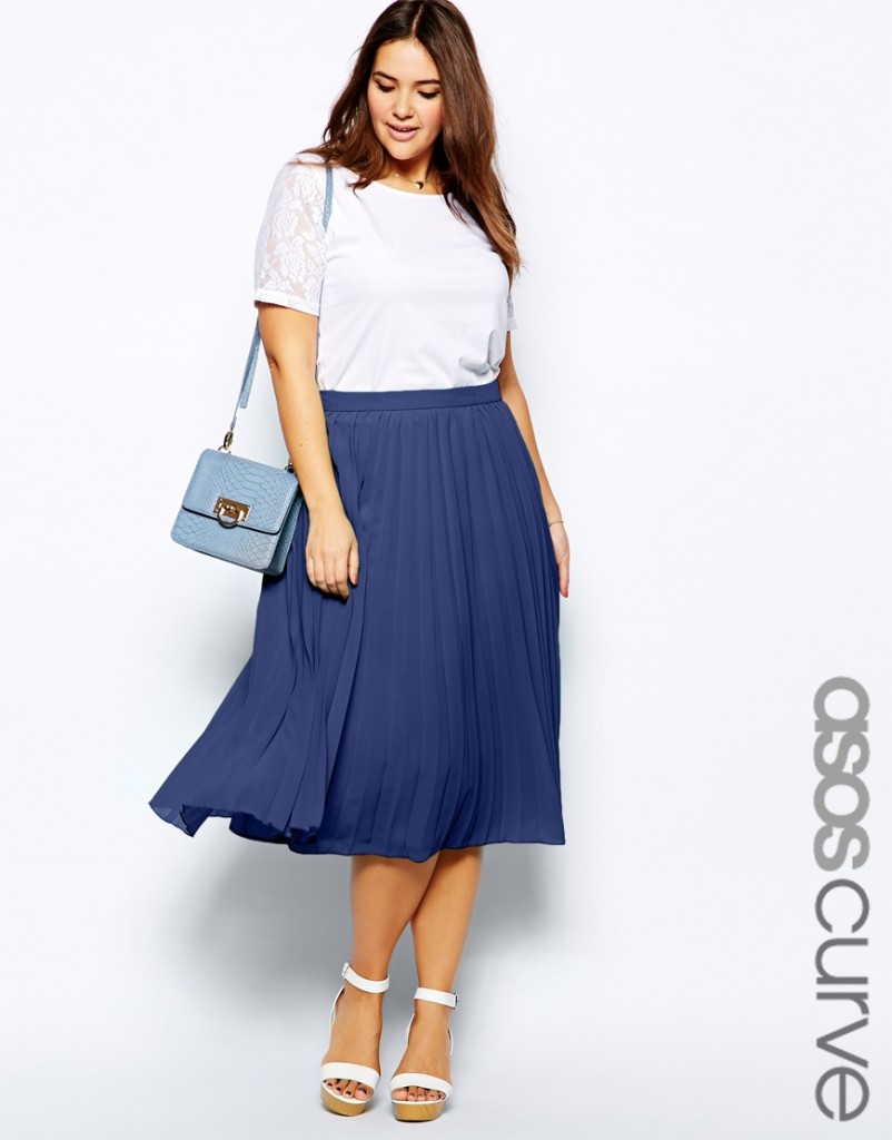 ASOS | ASOS CURVE Midi Skirt With Pleats