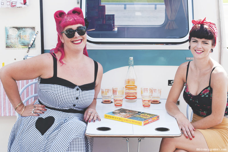very vintage day out caravan pin up models
