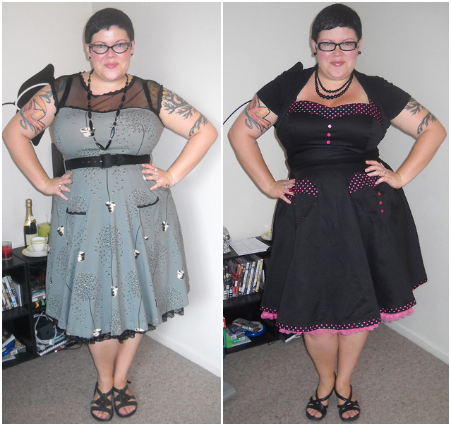 Cara wears L: ModCloth Blogging Molly Dress; R: Pixie Pocket Dress
