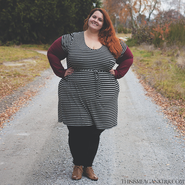 aussie curves nature autumn winter plus size fashion fatshion  chubby cartwheels burgundy crop top black velvet  leggings 17 sundays stripe dress this is meagan kerr