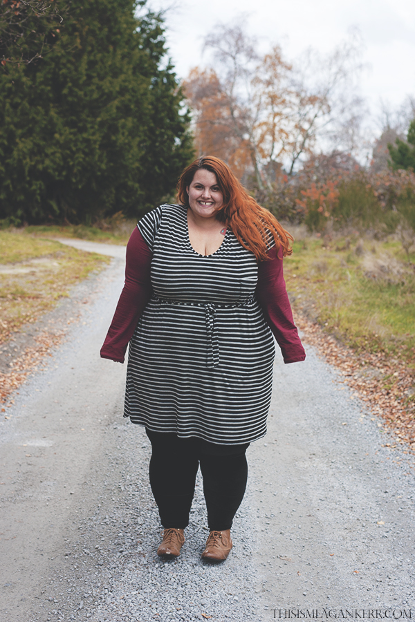 aussie curves nature autumn winter plus size fashion fatshion chubby cartwheels burgundy crop top black velvet leggings 17 sundays stripe dress this is meagan kerr