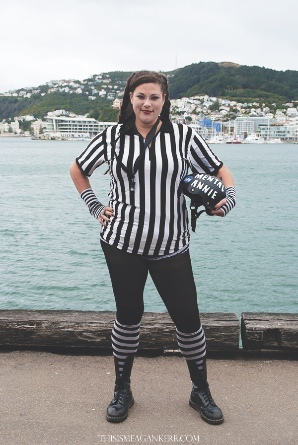 maya delacey derby girl referee uniform skater striped shirt monochrome black and white fat girls shouldn't wear stripes plus size fashion sportswear mental annie