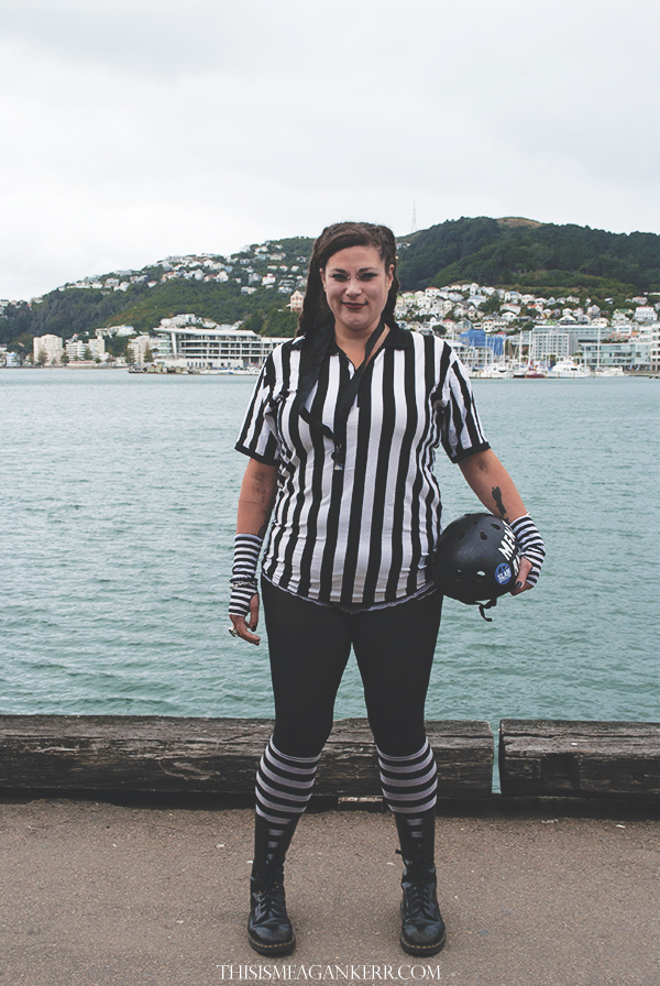 maya delacey derby girl referee uniform skater striped shirt monochrome black and white fat girls shouldn't wear stripes plus size fashion sportswear mental annie