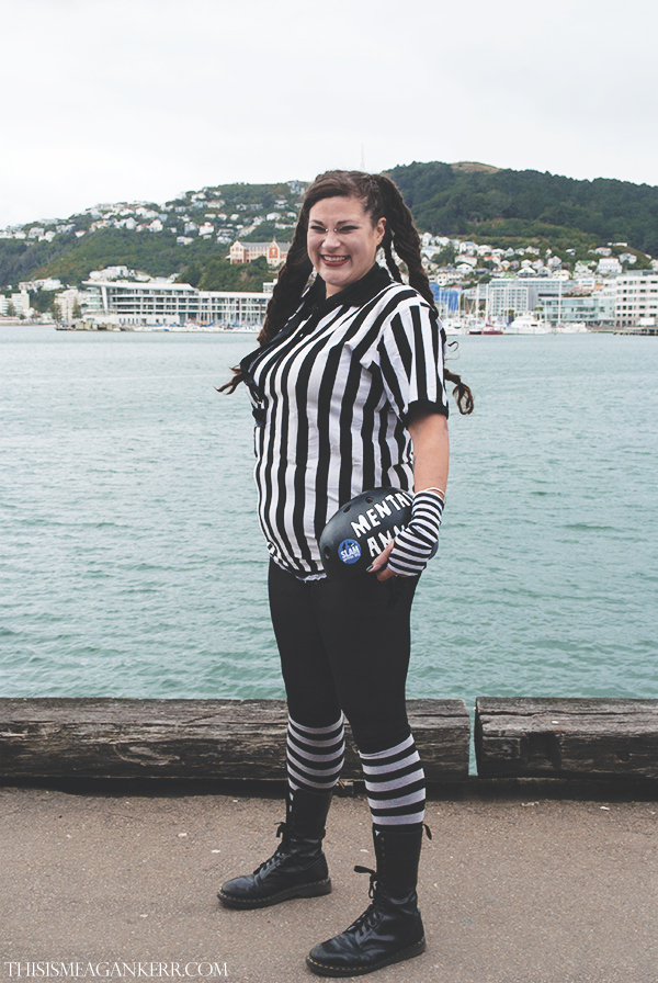 maya delacey derby girl referee uniform skater striped shirt monochrome black and white fat girls shouldn't wear stripes plus size fashion sportswear mental annie