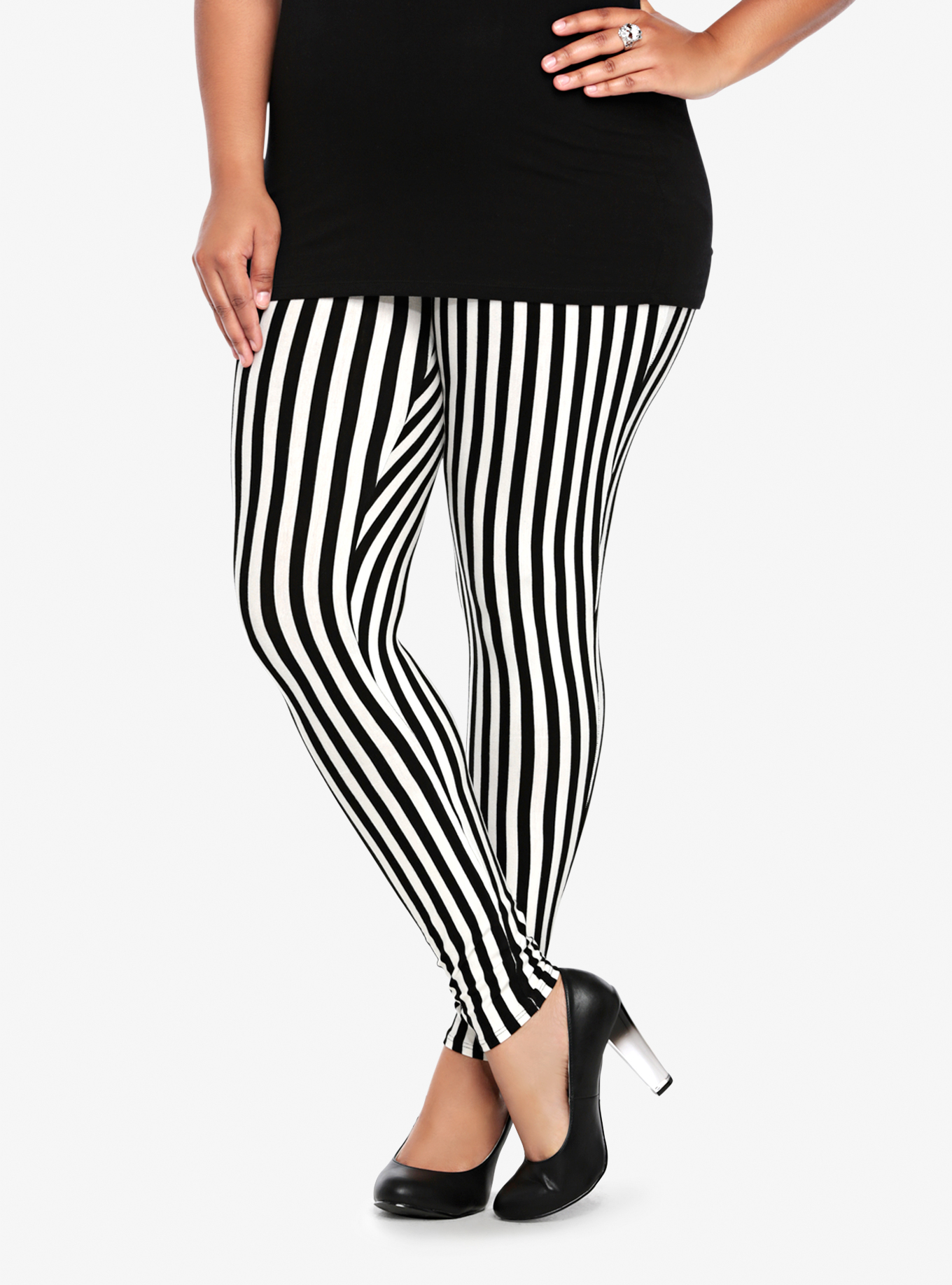 plus size striped leggings