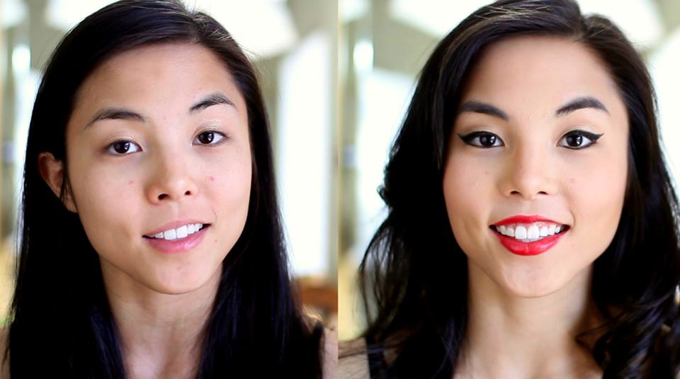 Anna Akana before and after makeup. 