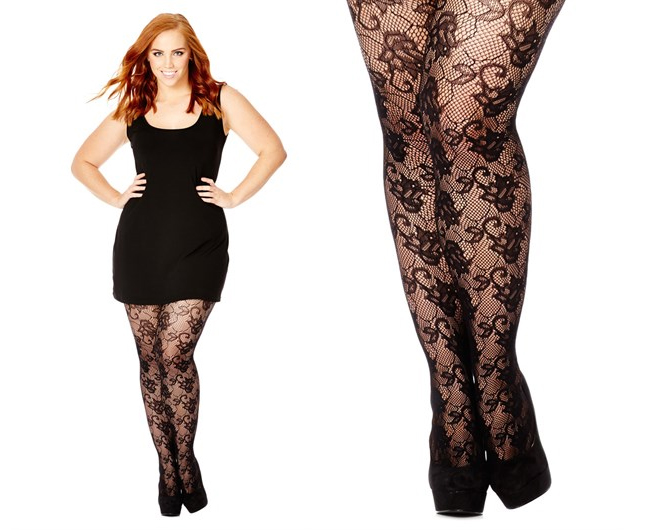 City Chic Floral Lace Tights plus size fashion