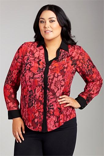 EziBuy Sara Contrast Print Shirt plus size fashion