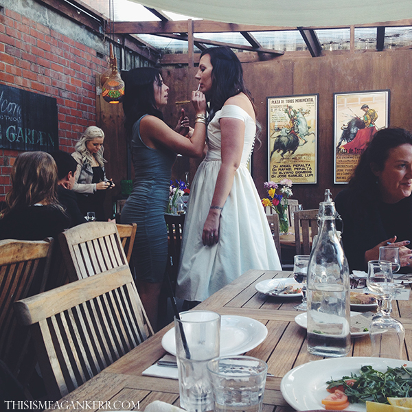 Alisha Newall and Penny Lazic - touching up the bride's makeup