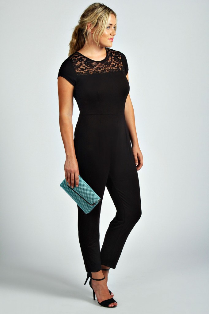 Boohoo Anna Lace Detail Jumpsuit Boohoo Plus plus size fashion fatshion curvy