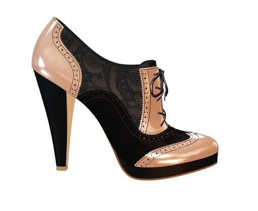 shoes of prey heeled boot tan nude black lace shoe