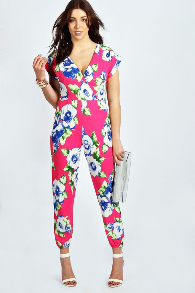 boohooPLUS Rikki Floral Wrap Front Jumpsuit, $60.00 from boohoo.com