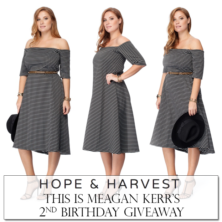 hope & harvest off-shoulder dress stripes plus size fashion giveaway win competition