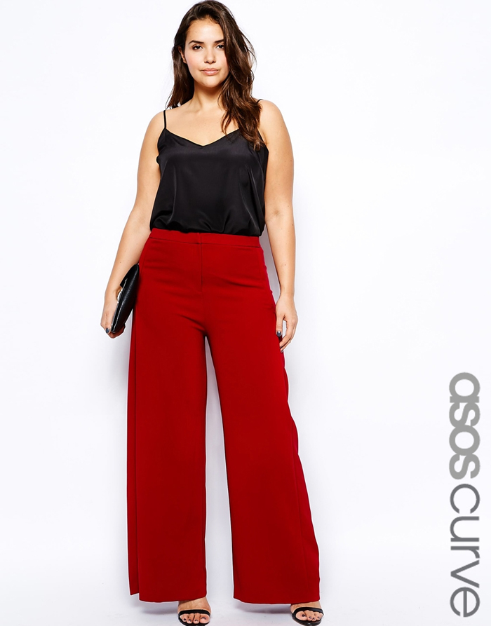ASOS CURVE Pleat Front Wide Leg Trousers red wine pants plus size office attire officewear workwear smart fashion work