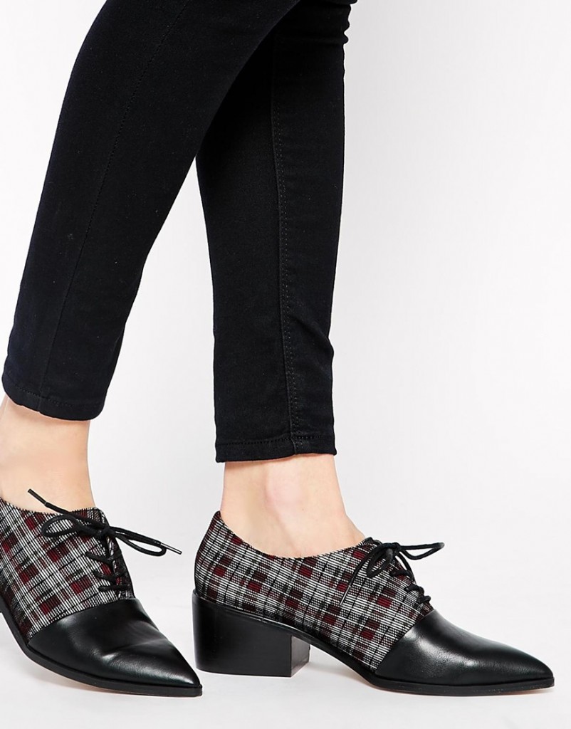 ASOS MILITANT Pointed Shoes tartan check plaid lace up