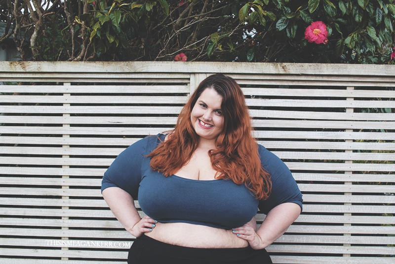 Aussie Curves Fears Exposed Plus Size Crop Top Chubby Cartwheels teal Lucabella pencil skirt fatshion style Meagan Kerr