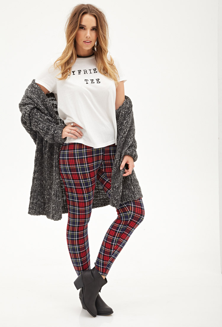 Forever 21 Plus Tartan Plaid Leggings check plus size fashion tights