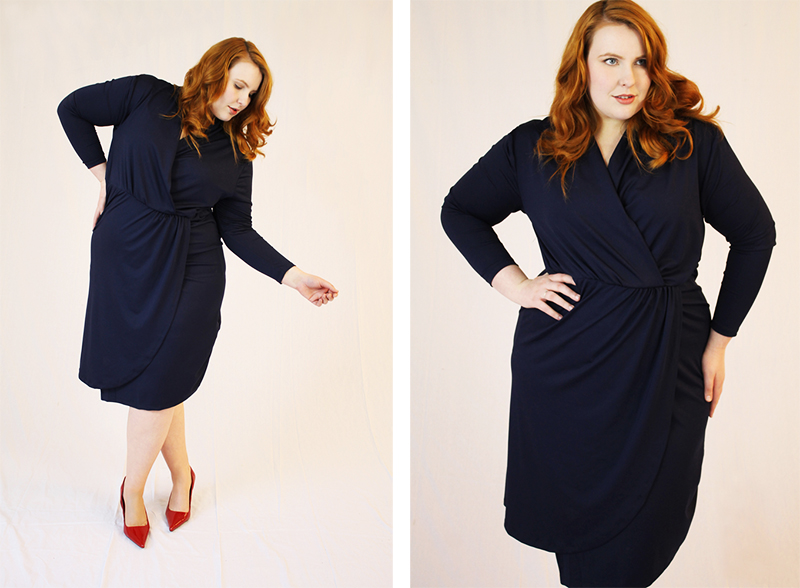 Hope & Harvest french navy wrap midi dress spring summer nauticas plus size fashion