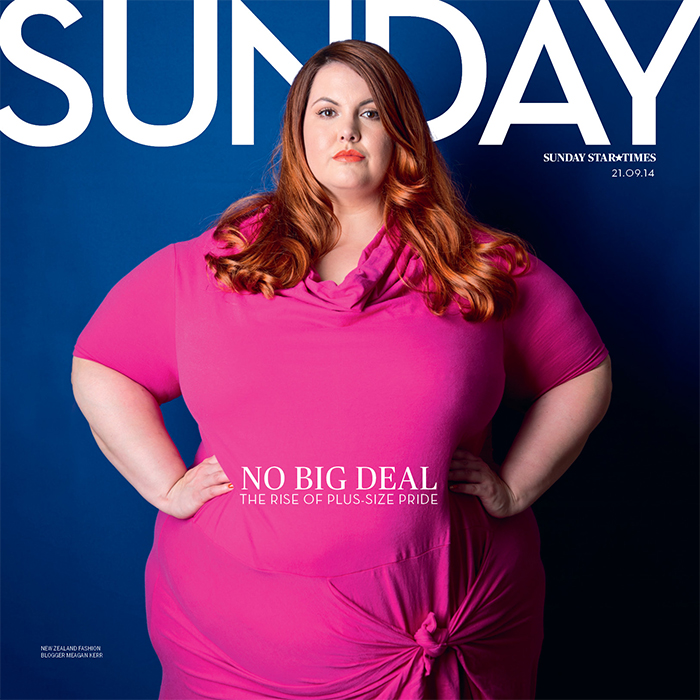 Meagan Kerr Plus Size Fashion Blogger Sunday Magazine cover 21 September 2014 New Zealand
