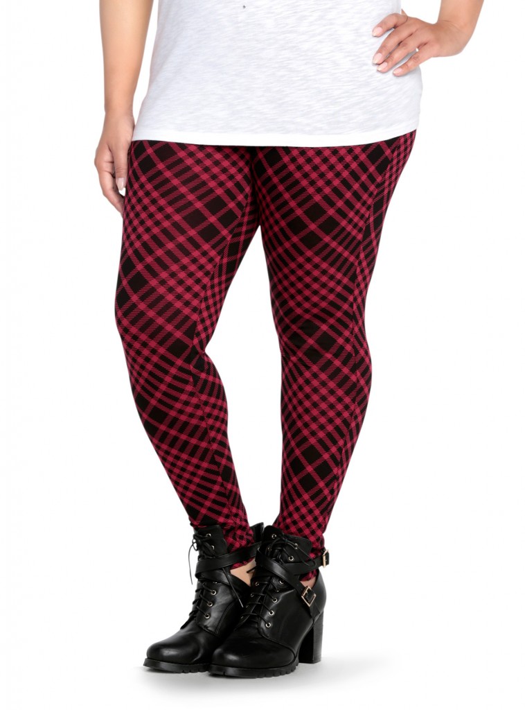 Torrid Plaid Print Leggings red black check plus size fashion tights