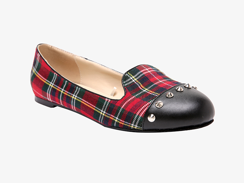 Torrid Studded Plaid Flats - Wide Width red green tartan leather studs wide shoes