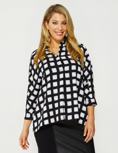 Wild Child City Grid Print Shirt check plaid top plus size fashion farmers curvy clothing fatshion