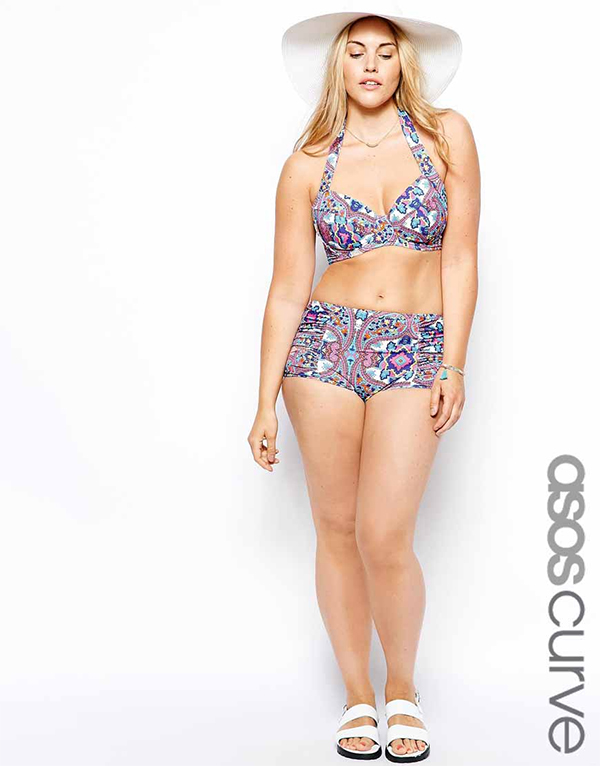 ASOS CURVE Exclusive Underwired Bikini Top and High Waisted Bikini Pants In Summer Paisley Print