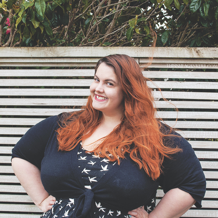 asos bird dress animal print navy cream plus size stockings fatshion meagan kerr