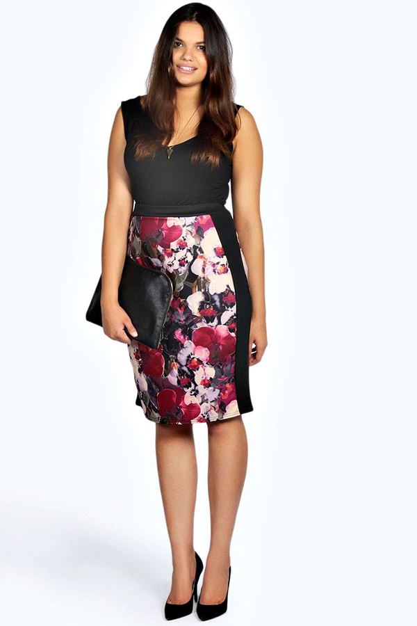 Plus Size Fashion - Boohoo Plus Sarah Printed Midi Skirt