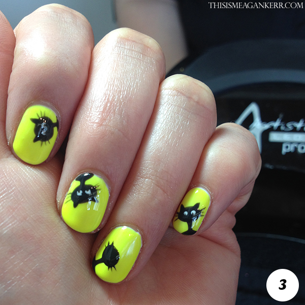 Black Cat Nail Art Tutorial for Halloween - Step 3