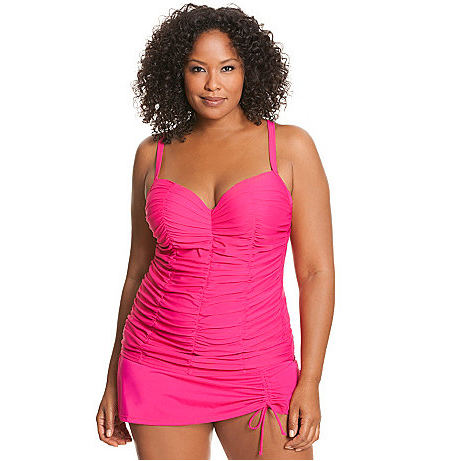 Plus Size Swimwear - Lane Bryant Ruched swim tank with built-in balconette bra