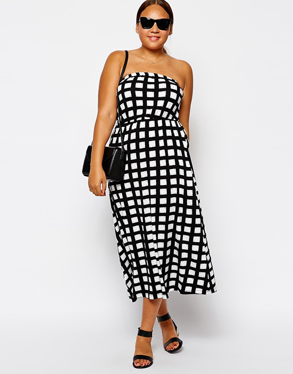 Plus Size Race Day Fashion ASOS CURVE Exclusive Bandeau Dress In Check