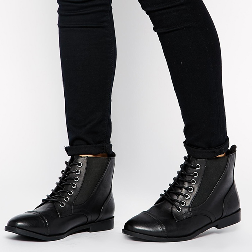 ASOS New Look Wide Fit Captain Lace Up Ankle Boots