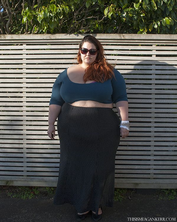 Plus size fashion Aussie Curves Meagan Kerr Evans Maxi Skirt and Chubby Cartwheels Crop Top