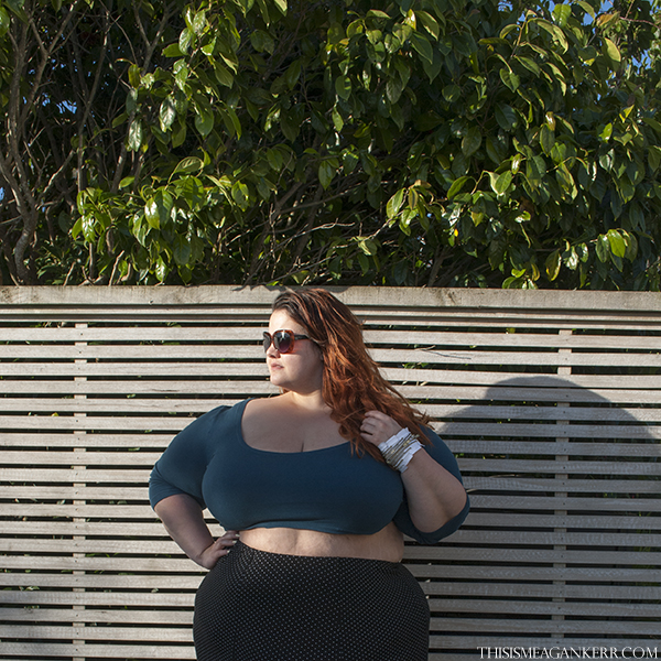 Plus size fashion Aussie Curves Meagan Kerr Evans Maxi Skirt and Chubby Cartwheels Crop Top