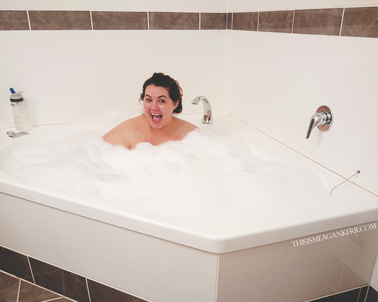 Meagan having a bubble bath