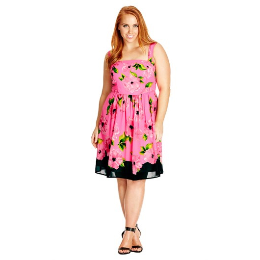 Plus Size Race Day Fashion City Chic Pink Poppy Dress