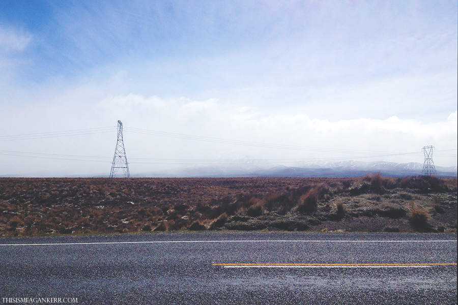 The view of Mt Ruapehu from the Desert Road