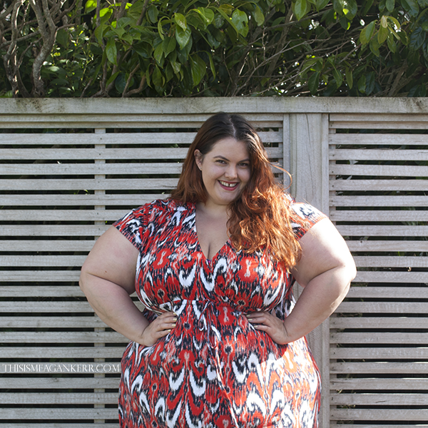 Plus size fashion for summer - Meagan Kerr wears Sara Crossover Sun Dress from EziBuy