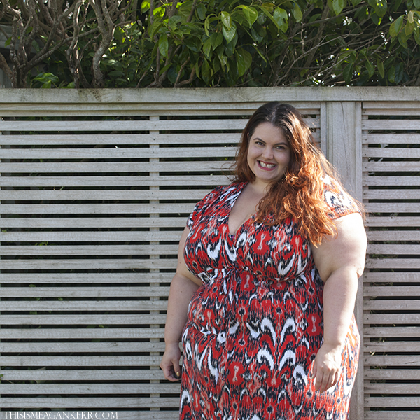 Plus size fashion for summer - Meagan Kerr wears Sara Crossover Sun Dress from EziBuy