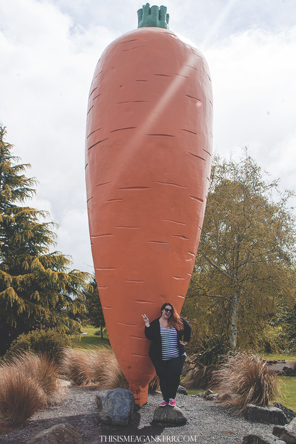 Meagan with Ohakune's Big Carrot
