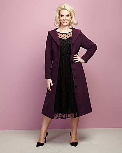 Simply Be Claire Richards Exaggerated Collar Fit And Flare Coat